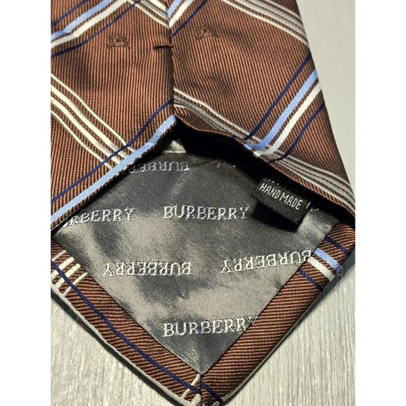 Burberry London 100% Italian Silk Textured Stripe Men's Necktie Italy - Picture 8 of 11